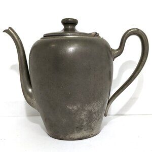 Tea Pot Coffee Pot Antique Solid Pewter Royal M.M. Co Early 20th Century Hinged